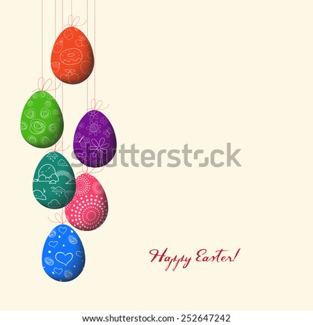 Doodle decorative colorful eggs line for Easter