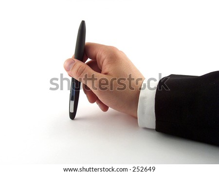 hand of businessman with pen