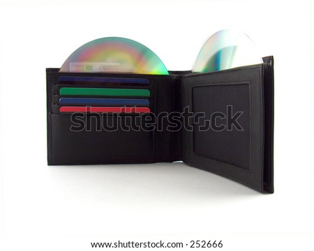 wallet with cards and cd-s