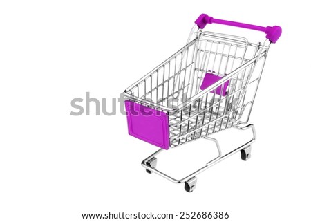 A Shopping Cart With Pink Display Isolated On White Background