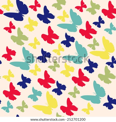 Vector pattern with Butterflies colorful on light background 