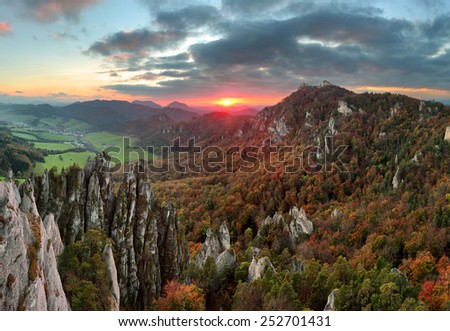 Slovakia mountain forest landscape at Autumn, Sulov