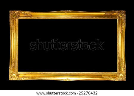 Panoramic frame in gold isolated included clipping path Royalty-Free Stock Photo #25270432