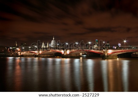 Blackfriars Bridge and St. Paul's Cathedral in London, UK. Royalty-Free Stock Photo #2527229
