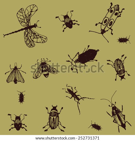 insects doodle set