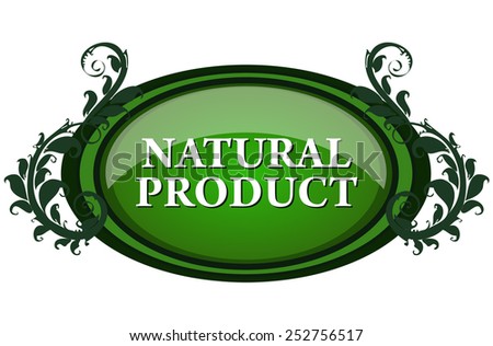 Natural Product Sticker, Vector Illustration isolated on White Background. 