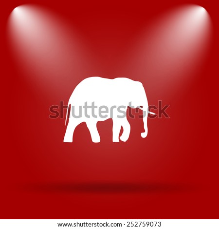 Elephant icon. Flat icon on red background. 