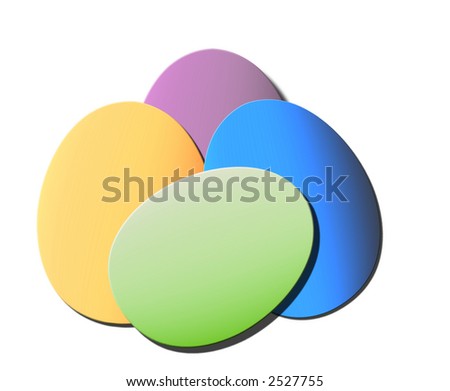 Colored Easter Eggs on white