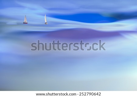 abstract photo of yacht against water surface in close up (double exposure)