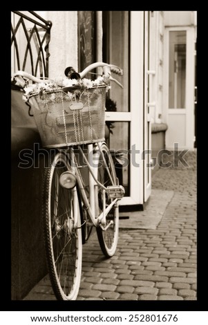 vintage bicycle outdoor. Image with filter