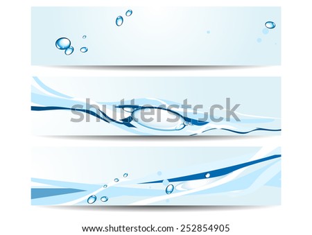 Vector water backgrounds. Can be used as flyer, cover, business cards, envelope, and brochure background.Stylish water banners.