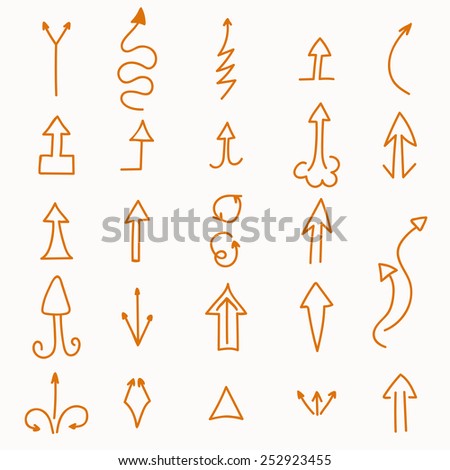 Hand drawn vector set of arrows. Vector illustration