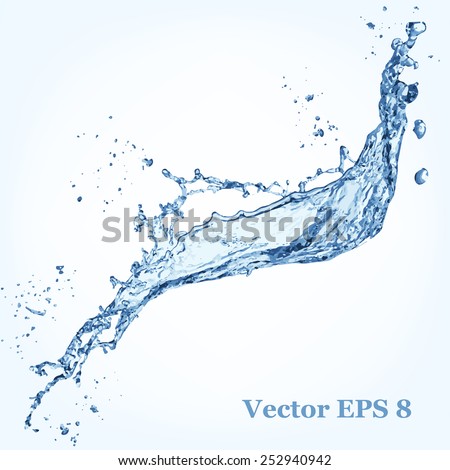 Blue water splash, vector illustration EPS 8.