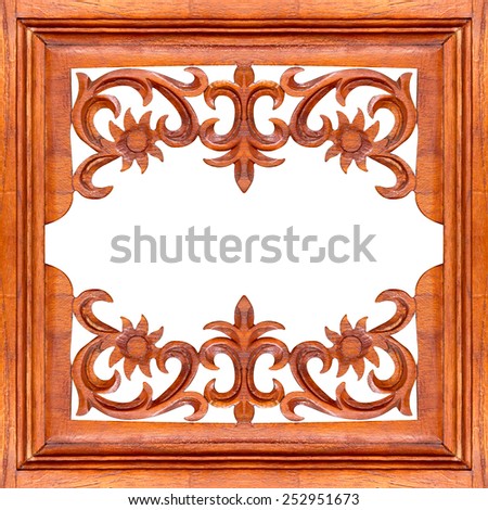 Pattern of flower carved isolated on white background, with clipping path