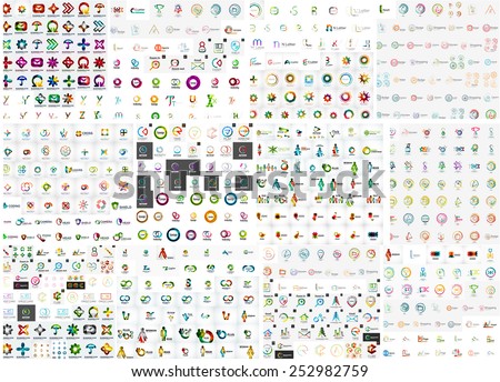 Logo mega collection, abstract geometric business icon set Royalty-Free Stock Photo #252982759