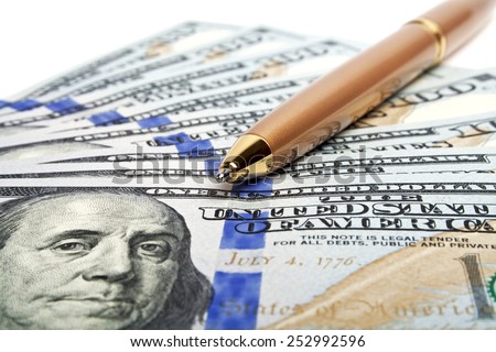 Business concept - money and pen