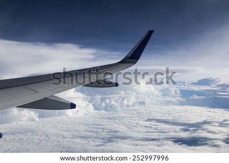 View of clouds from a airplane window