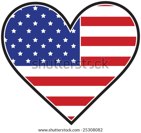The American flag in the shape of a heart
