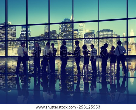 Silhouette Business People Discussion Communication Meeting Concept