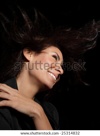 Woman with wild hair