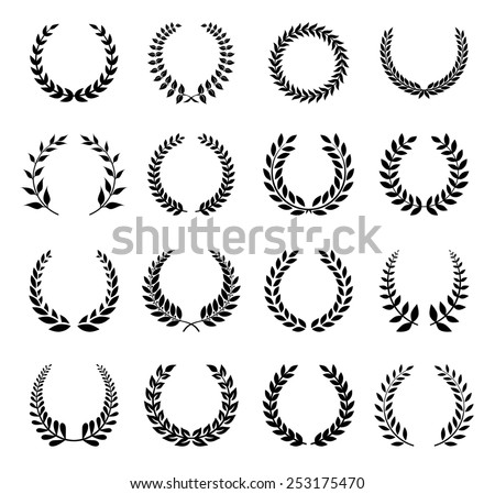 Vector Laurel Wreath Flora theme on a white background set Royalty-Free Stock Photo #253175470