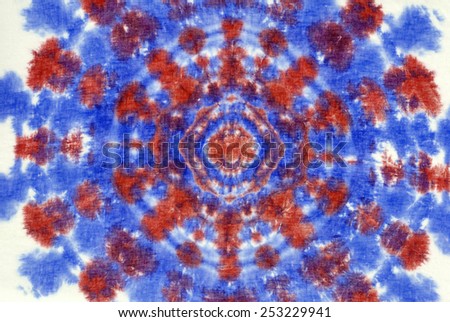 colorful tie dyed pattern on linen fabric for background. 