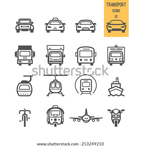 Transportation icons. Vector illustration.
