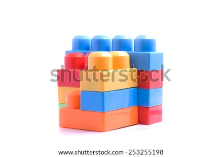 Plastic building Blocks Isolated on White Background