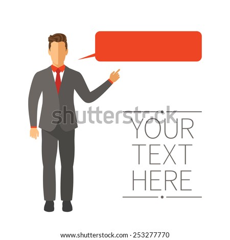 Speaking businessman vector concept in modern flat style