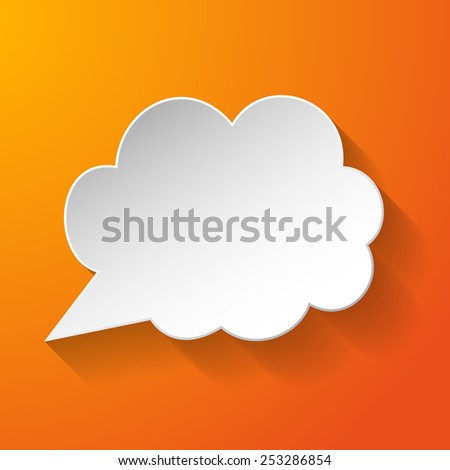 White paper speech bubble on orange background. Vector eps10 illustration