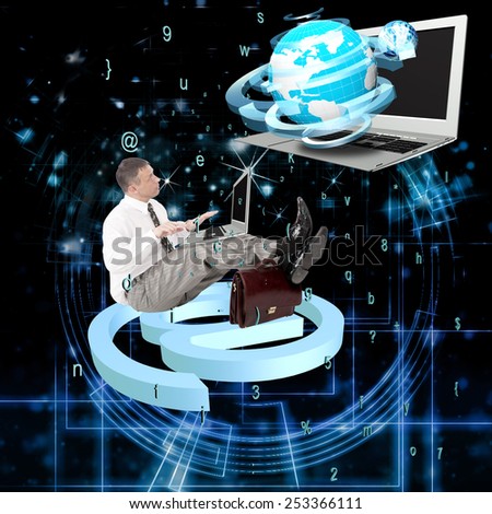 Businessman with laptop.Internet Connection