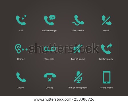 Phone and communication icons set. Vector illustration.