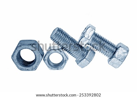 Bolt and nut, isolated on a white background