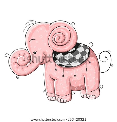 Cute Pink Elephant isolated on a white background 