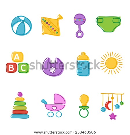 vector card with colorful baby icons