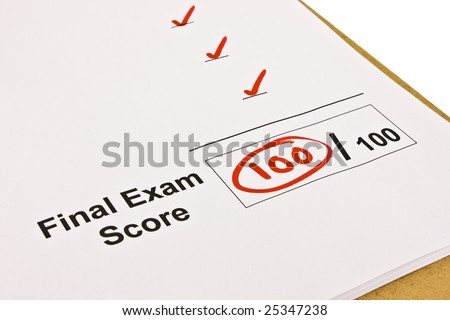 Final exam marked with 100% isolated on white. Royalty-Free Stock Photo #25347238