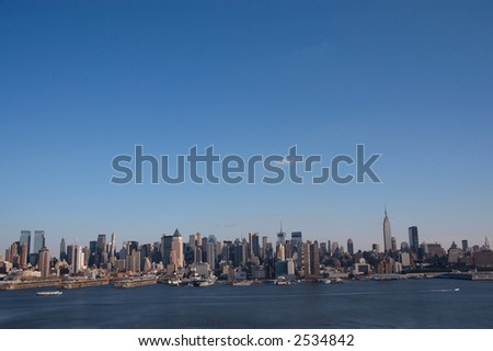 Manhattan island New York City on a clear day