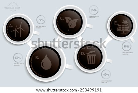 Power and ecology on coffee info graphic design,clean vector
