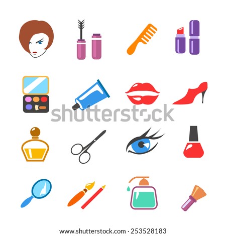 Beauty  and make up vector colored  icons