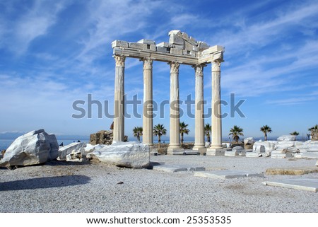 Ruins of Apollo temple in Side near Antalya, Turkey Royalty-Free Stock Photo #25353535