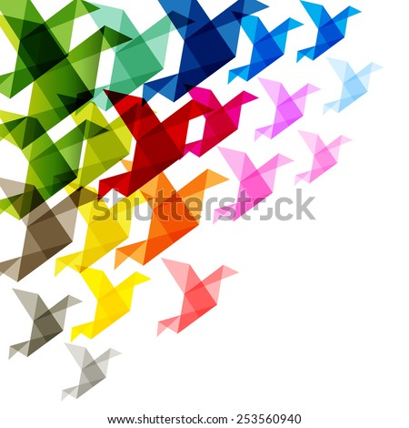 colorful birds origami  Royalty-Free Stock Photo #253560940