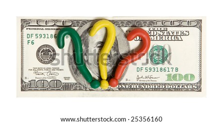 one hundred dollar with plasticine questions mark