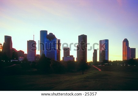 Downtown Houston, Texas at sunrise.