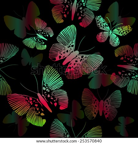 Butterflies background multicolored. Vector