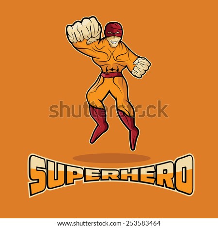Superhero in Action vector design template