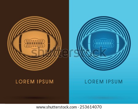 American football ball, designed using gold and blue colors on circle geometric background, logo, symbol, icon, graphic, vector.