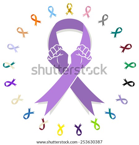 General cancer awareness ribbon, fight against cancer concept, vector illustration
