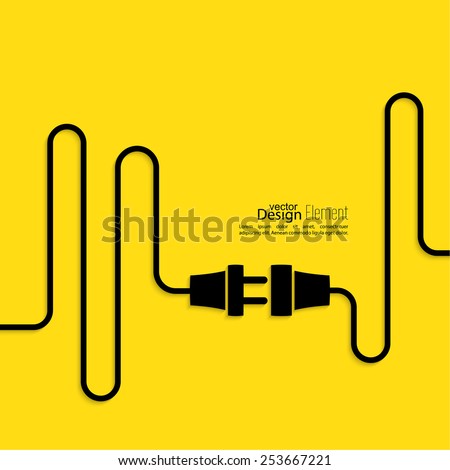 Abstract background with wire plug and socket. Concept connection, disconnection, electricity. Royalty-Free Stock Photo #253667221