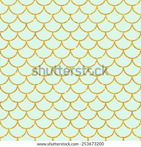 Digital Paper for Scrapbook Mint & Gold Glitter scale Pattern seamless Texture Background