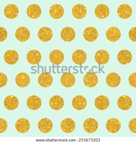 Digital Paper for Scrapbook Mint & Gold Glitter Large Polka Dots Pattern seamless Texture Background